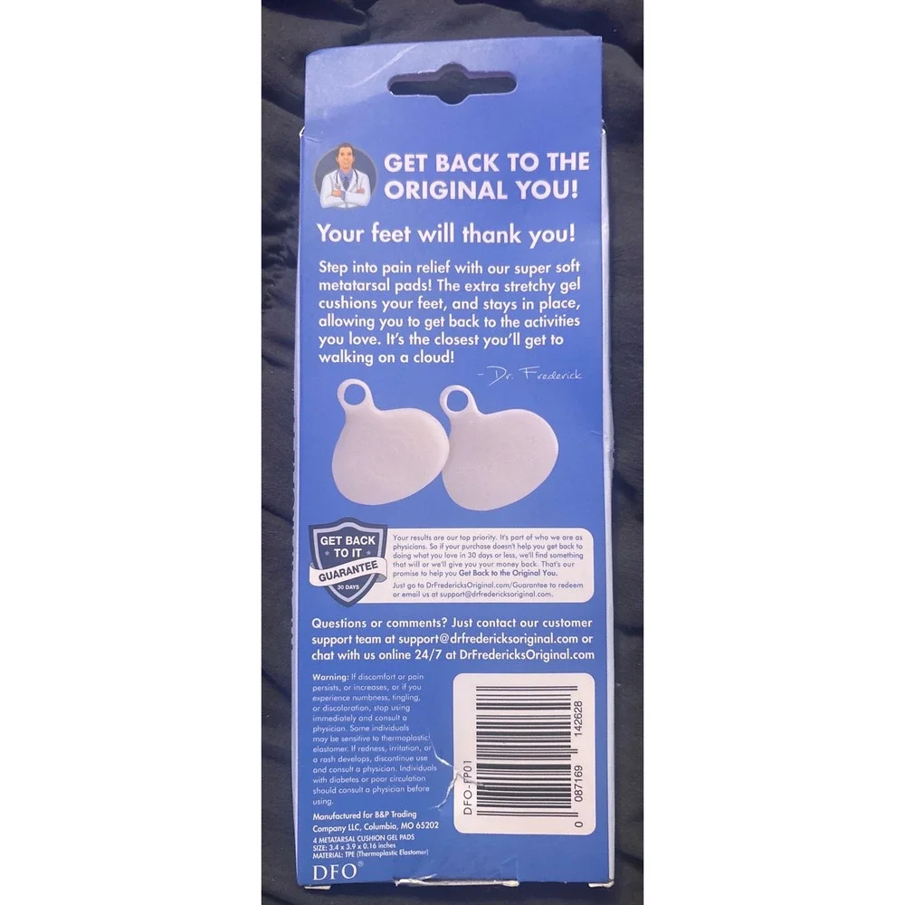 NEW Dr. Frederick's Original Metatarsal Pads Gel Ball of Foot Cushions 4ct OS